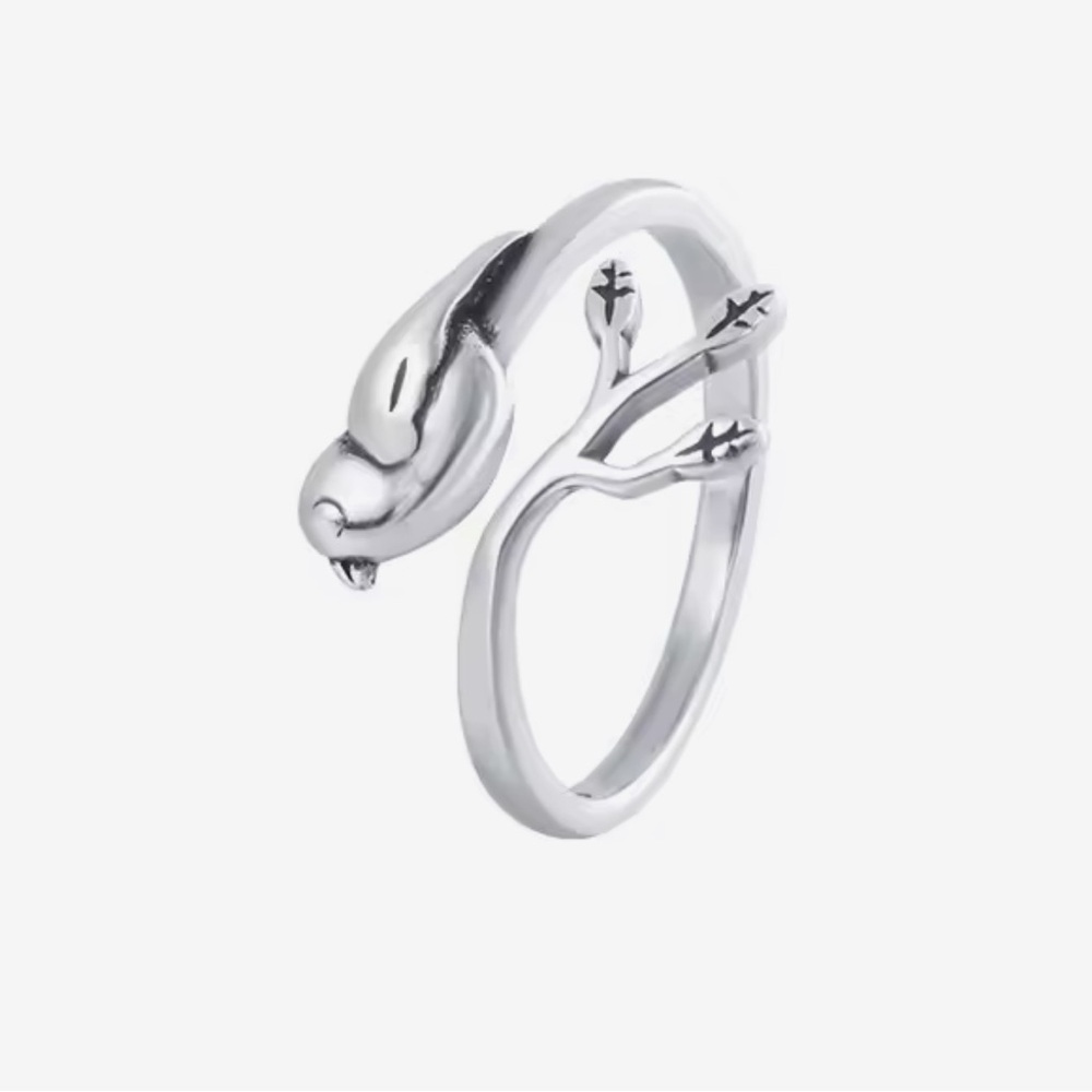 🐘🐘 925 Sterling Silver Bird Adjustable Ring - Picture 2 of 10